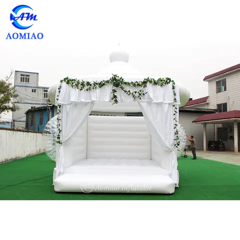 5m x 4m Wedding White Inflatable Bounce House Jumping Castle