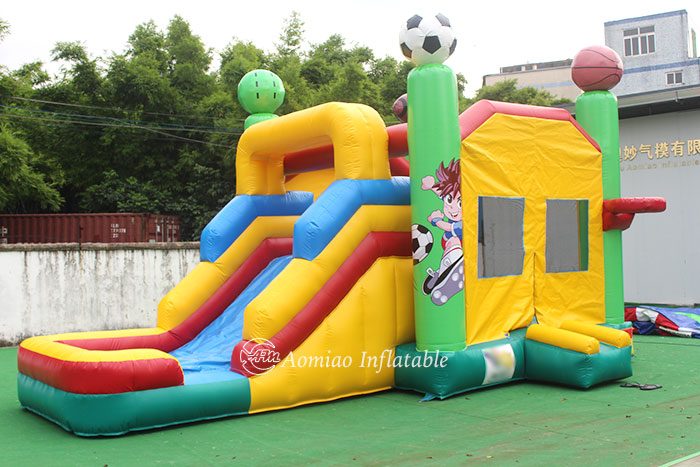 sport bounce house with slide and pool