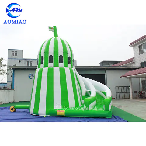 Green Corkscrew Inflatable Castle Slide