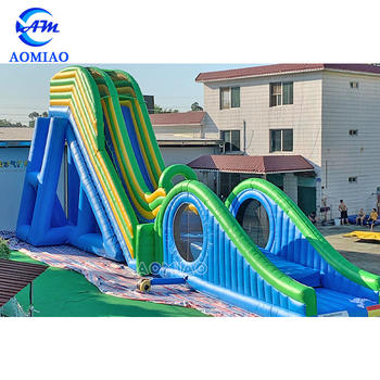 Huge Inflatable Flying Water Slides With Jumping Air Bag