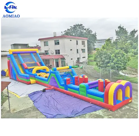 80ft large size inflatable slide obstacle course