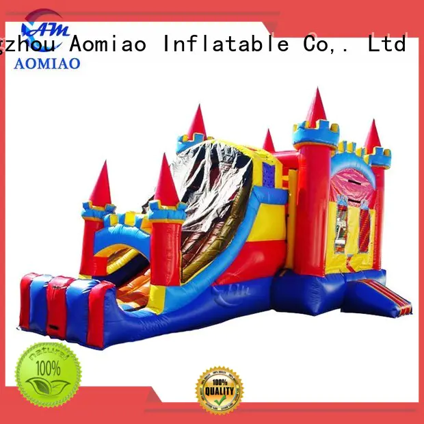AOMIAO hot selling inflatable bouncy castle with slide producer for sale